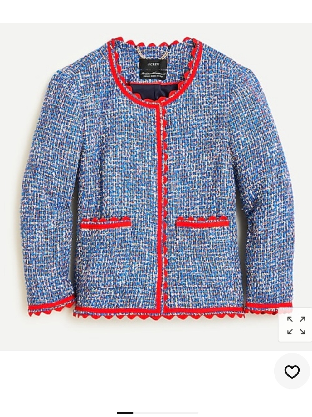 J Crew Lady Jacket Autumn Tweed Red rickrack trim blazer